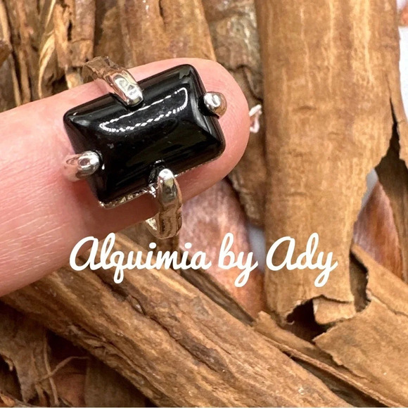 Black onyx silver victorian western goth ring - Picture 1 of 7